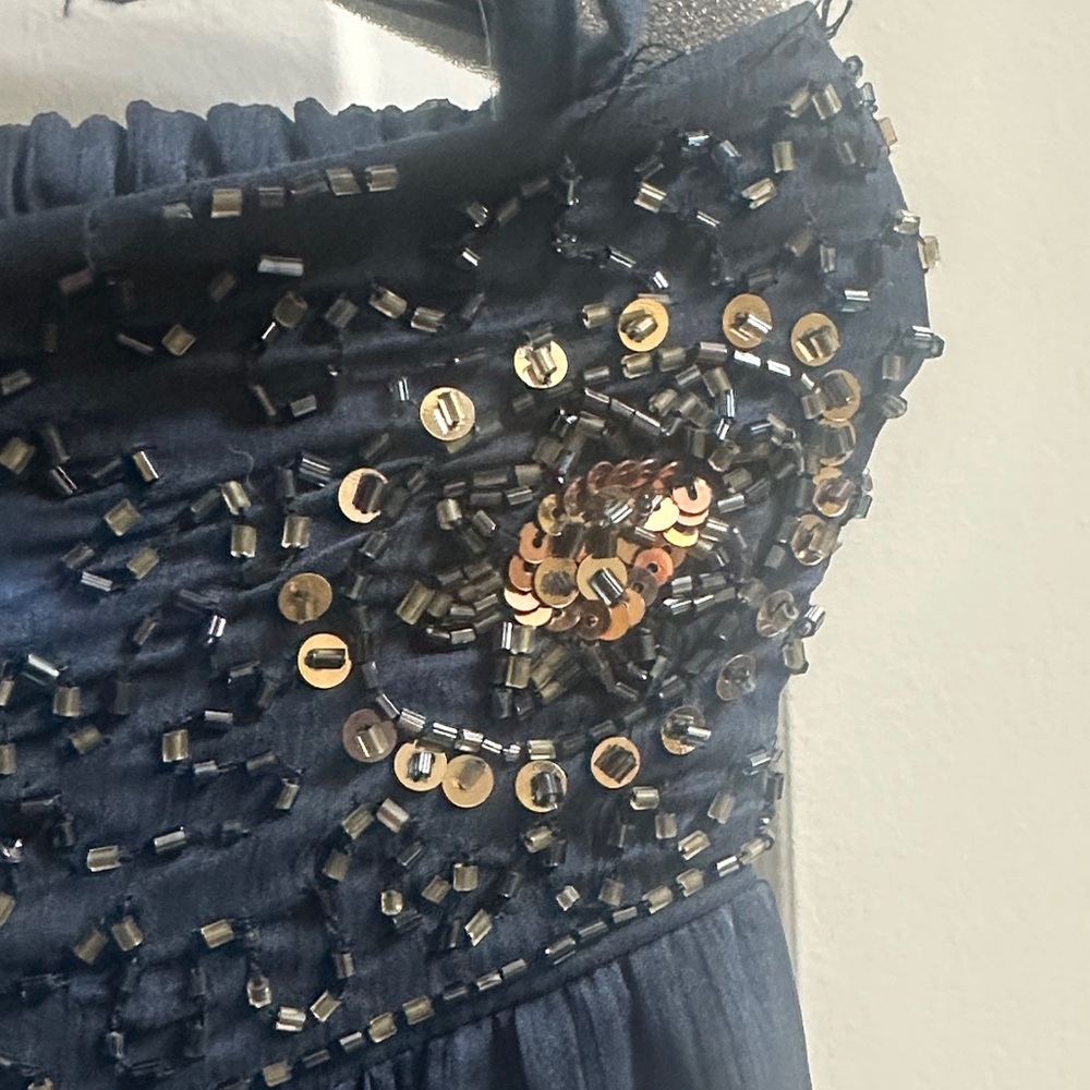 Earthbound Traders Co Navy Blue & Silver Beaded Maxi Skirt - Picture 4 of 7